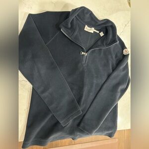 Moncler boys 3/4 Zip fleece sweater- black.